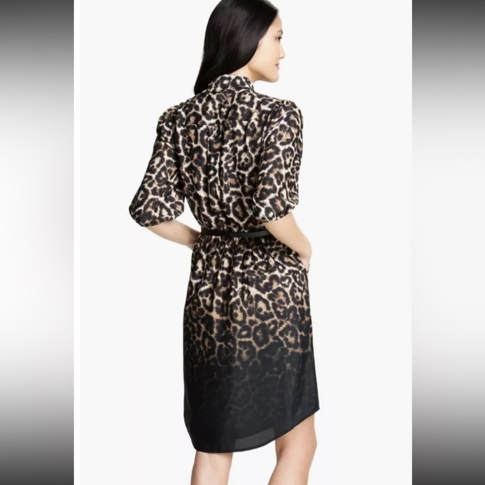 Vince Camuto Women's Leopard Animal Print Tie-Neck Belted Shirt Dress Size 4 - Picture 2 of 14
